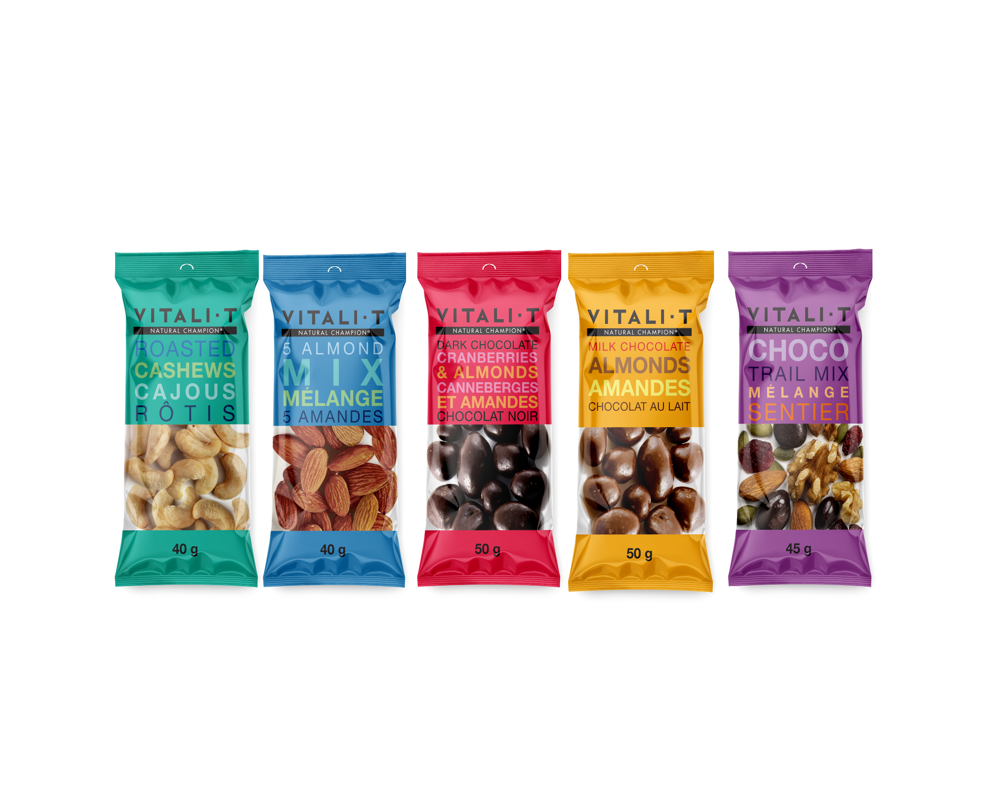 Collations de noix - boîte dégustation de 5 sachets - Vitali-T