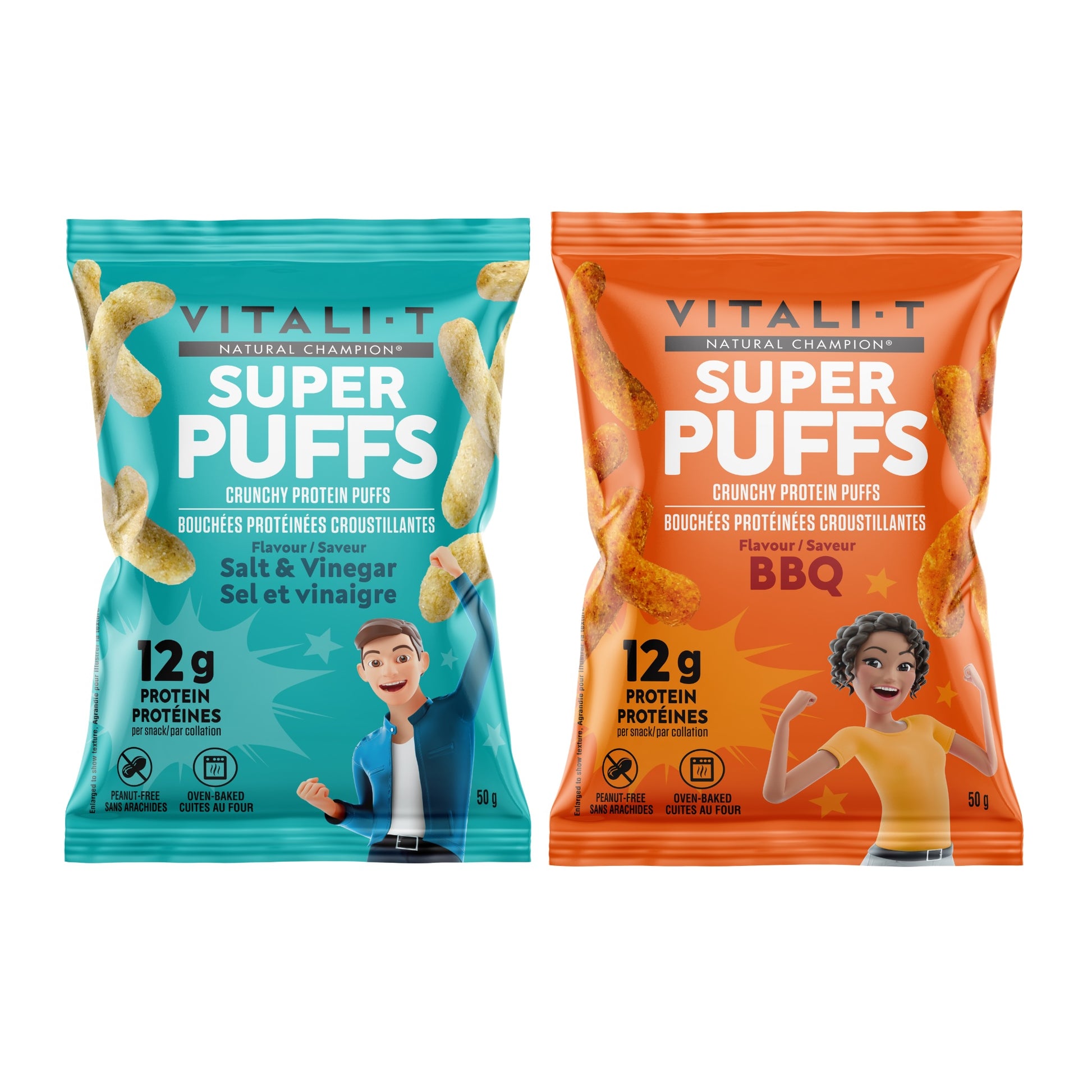Collations protéinées Super PUFFS Méli-Mélo - boîte de 24x50G - Vitali-T - Vitali-T Snacks/Collations